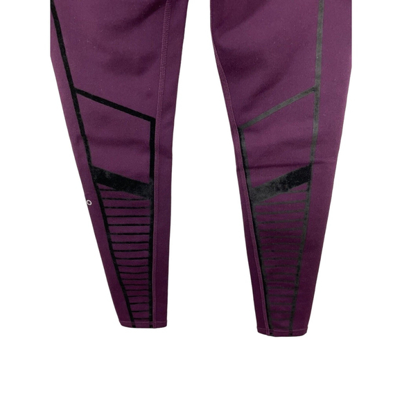 ALO Yoga High Waist Flocked Moto Legging in Black Plum XS - Picture 7 of 10
